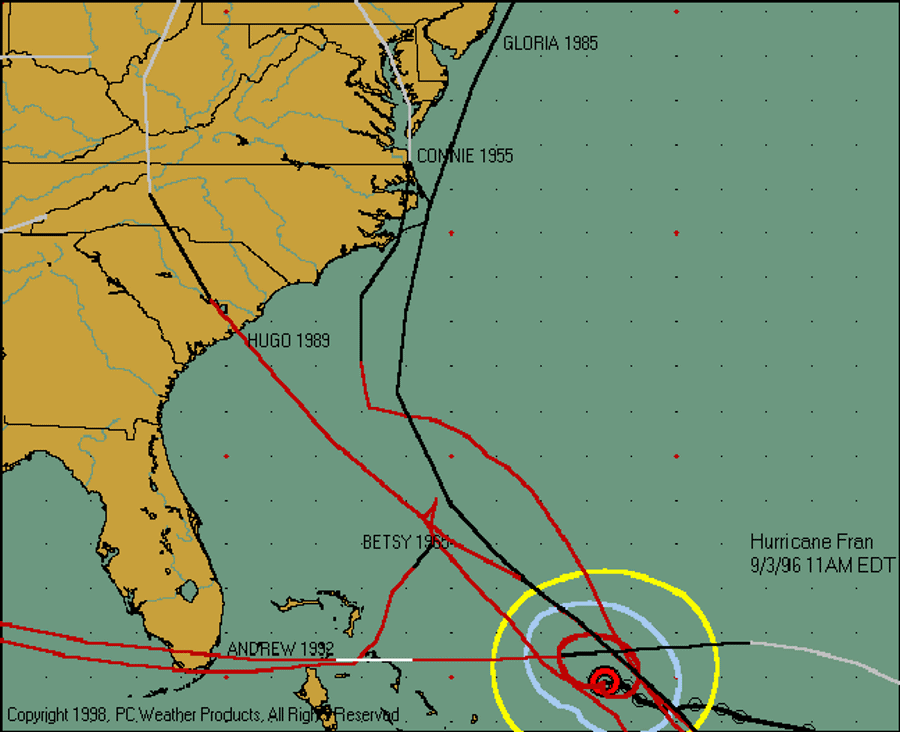 Hurricane Hugo Tracking Chart